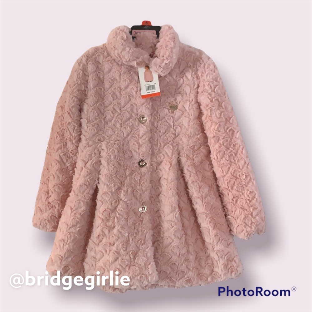 Juicy Couture Kids Pink Faux Fur Coat - Picture 4 of 6